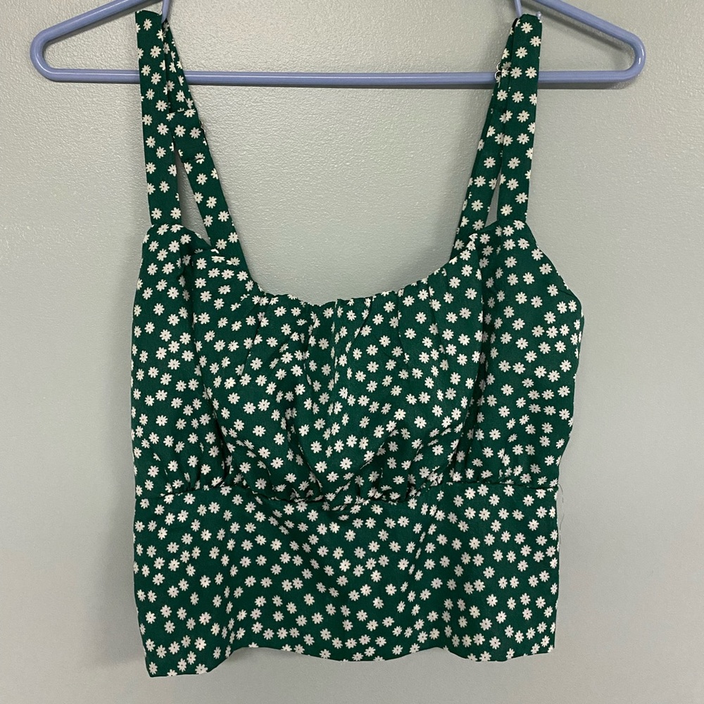 Green Cropped tank top with Rusche